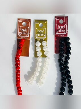 NWT | Bead Lot | | Red, Black, Pearl/White | Mixed Sizes | Craft Jewelry Making